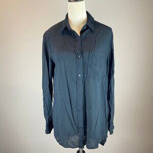 Wilfred Free Button Down Long Sleeve Tunic Shirt Women's Size Small Black